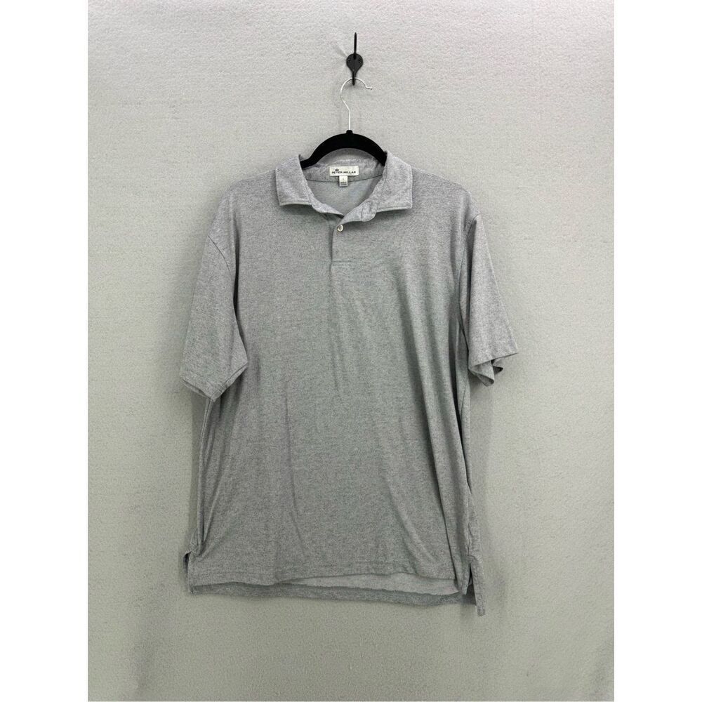 Peter Millar Men's Gray Short Sleeve Performance Golf Polo Shirt Size Large